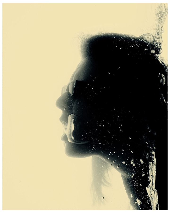 MICHELLE PORTRAIT &mdash; Silhouette portrait study in profile, backlit against a pale ground.